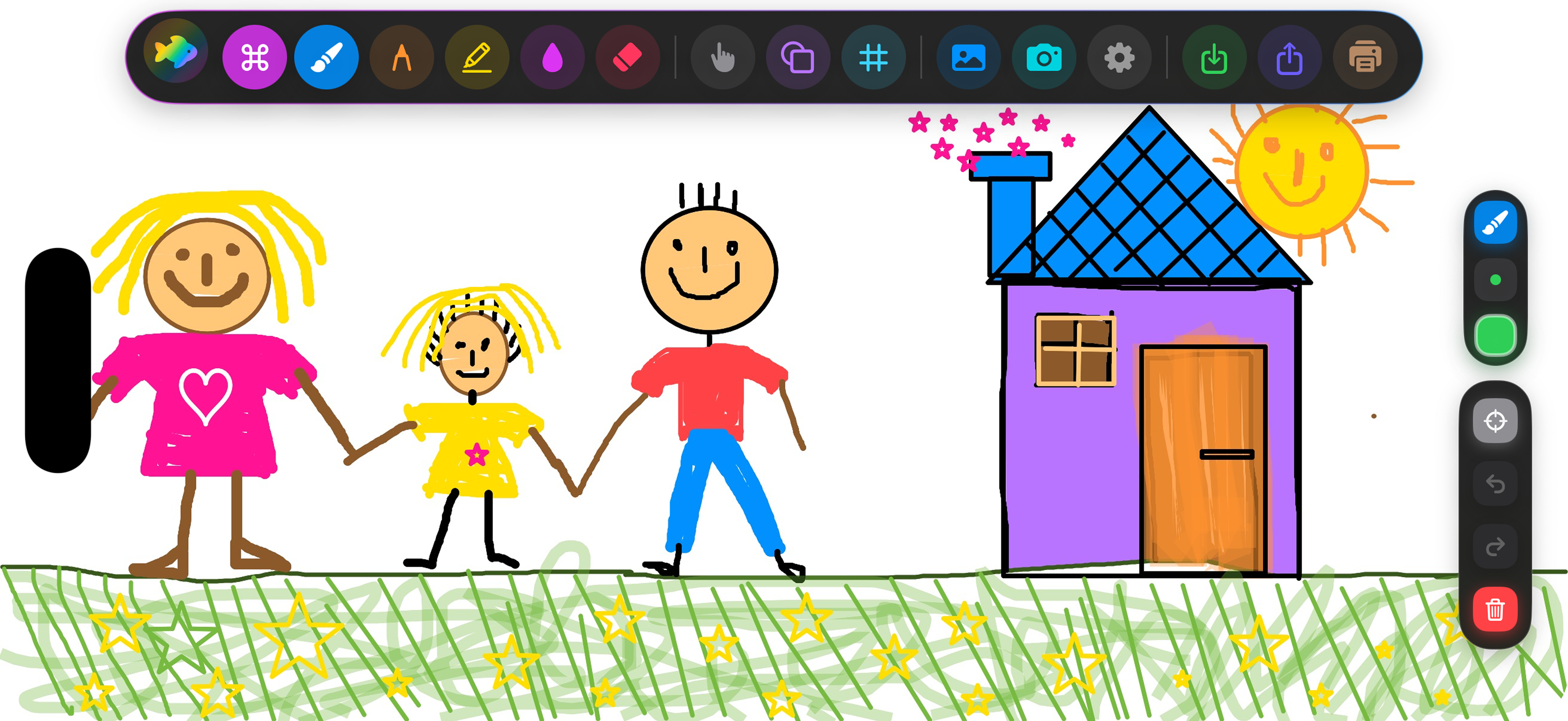 Whiteboard Kids app-drawing screen in landscape